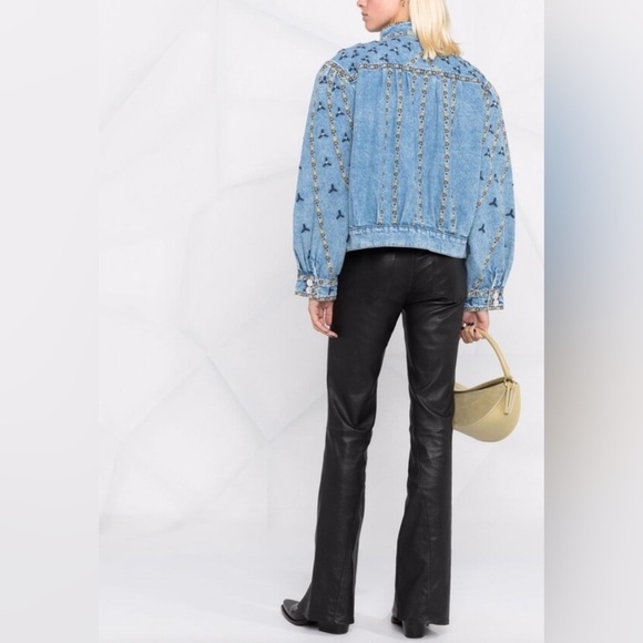 Brand new with tag AUTHENTIC women denim Sandro embroidered Jacket 40! - Picture 3 of 17